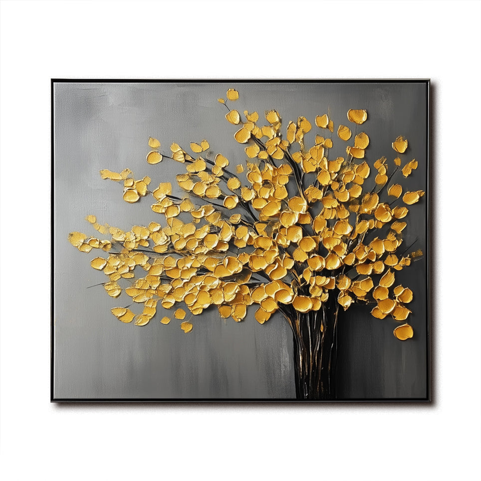 Gold Tree Abstract Oil Painting | Textured 3D Wall Art for Modern & Nature-Inspired Interiors