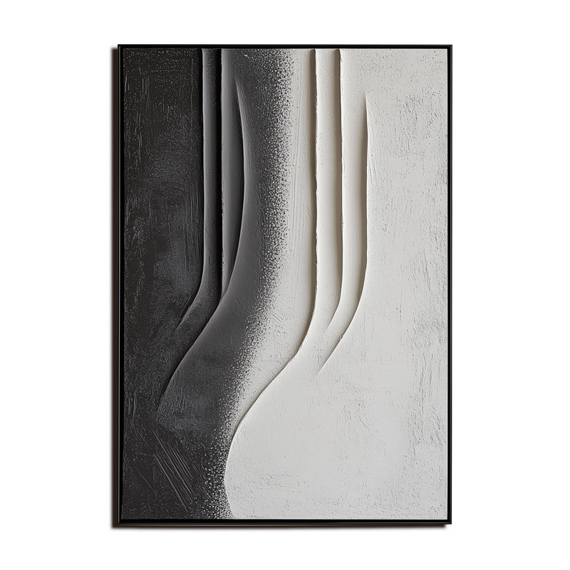 Black, Grey Textured Curved Abstract Wall Art - Stylish Accent for Contemporary Homes