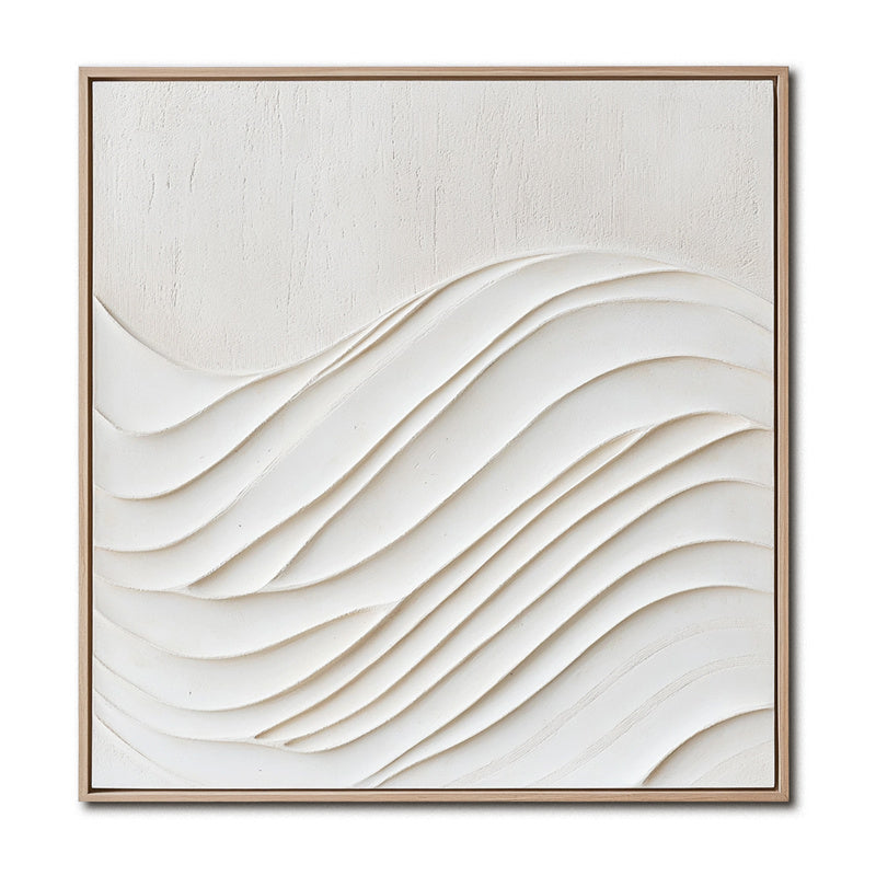 Harmonic Waves: Beige Textured Abstract Wave Painting - Minimalist 3D Wall Art, Stylish Decor for Contemporary Homes