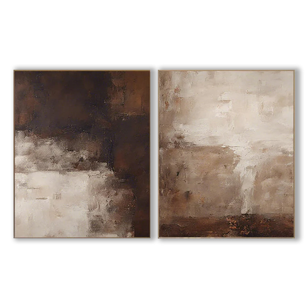 Beige & Brown Minimalist Painting Set Of 2 #BBS 003