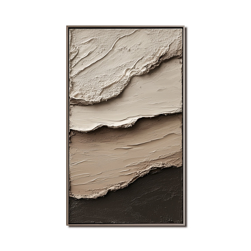 Textured Layered Abstract Art - Brown Black Grey Neutral Tones, Minimalist Wall Decor for Modern Interiors