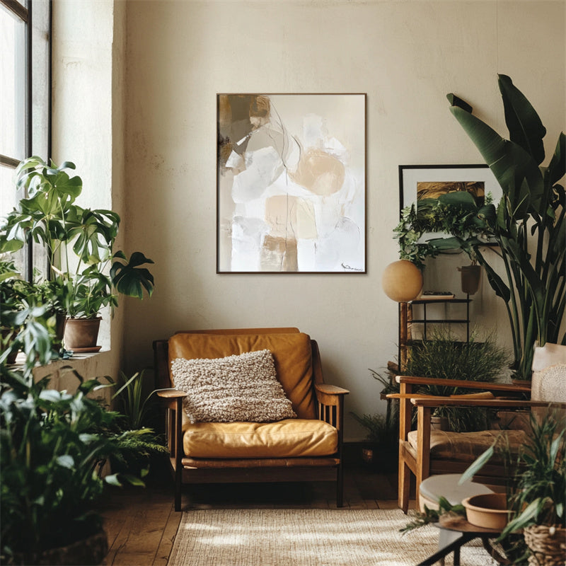 Neutral Large Textured Abstract Artwork - Chic Minimalist Wall Decor for Modern Interiors