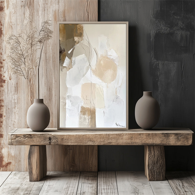 Neutral Large Textured Abstract Artwork - Chic Minimalist Wall Decor for Modern Interiors