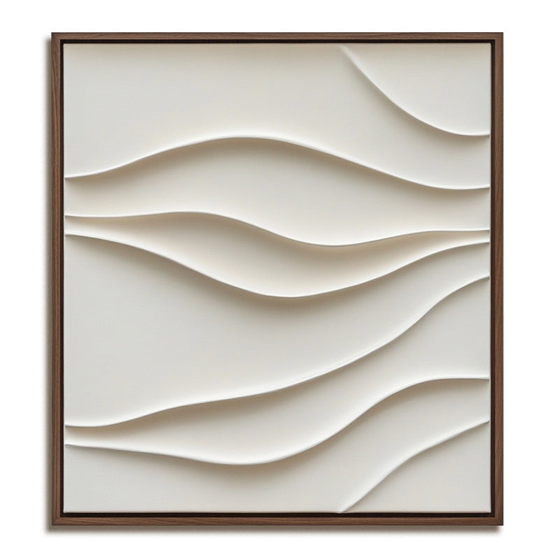 3D Textured Wave Abstract Wall Art in Neutral Beige - Stylish Accent for Contemporary Homes