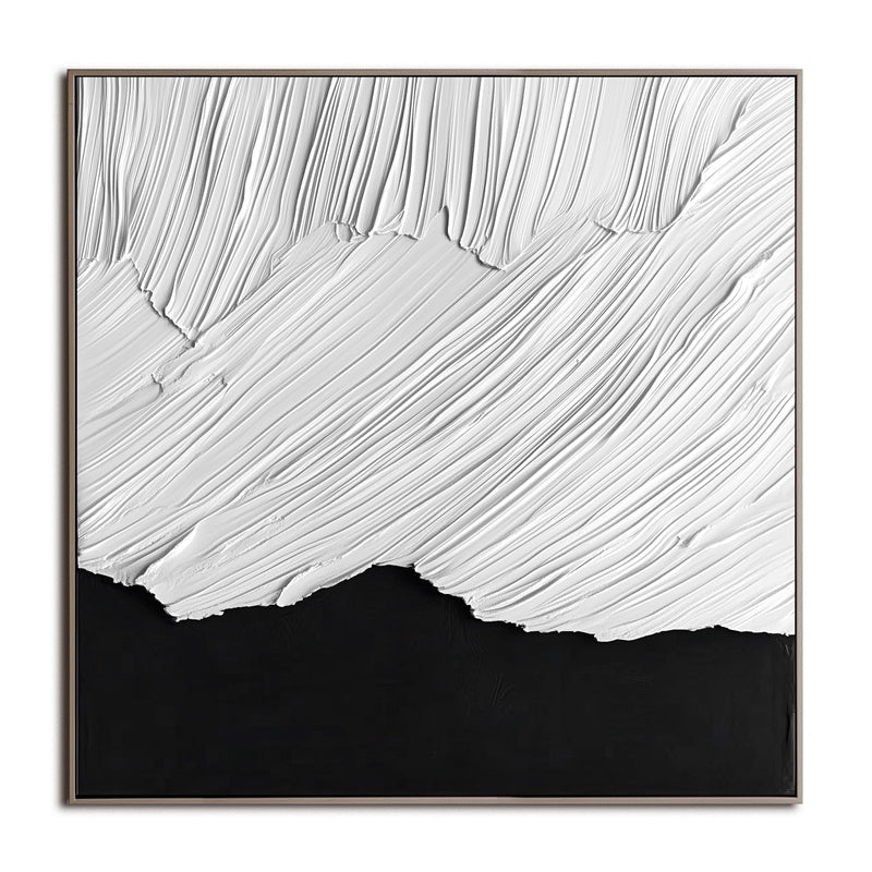 Textured Black & White Abstract Oil Painting - Minimalist Wall Art ...