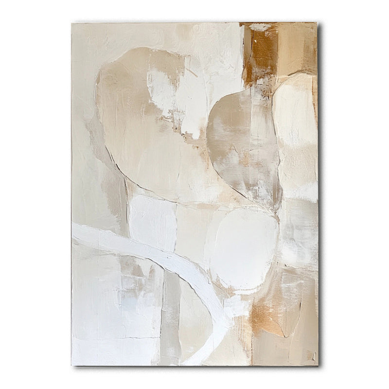 Golden Glow : Contemporary Impasto Triptych Art - Stylish Beige & Brown Wall Decor