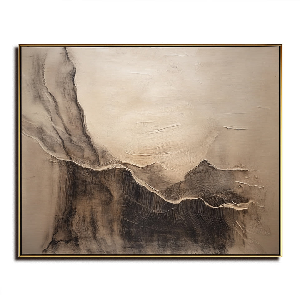 Textured Neutral Brown Beige Landscape Abstract Art - Minimalist Wall Decor for Modern Interiors