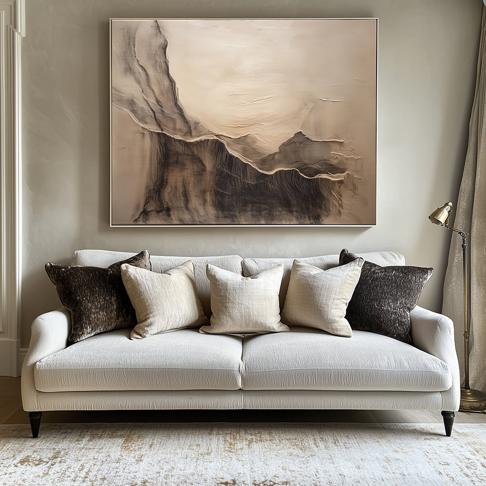 Ethereal Landscape: Abstract Beige & Brown Landscape Art - Textured Minimalist Decor for Interiors