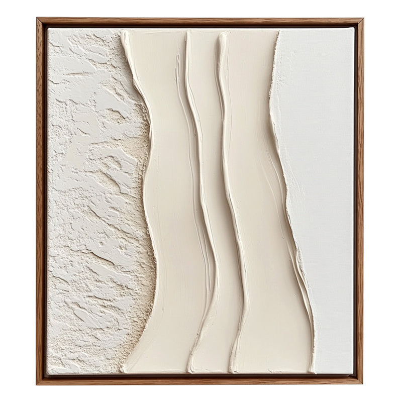 Textured Neutral Beige Abstract Art with Curved Lines - Minimalist Wall Decor for Modern Interiors
