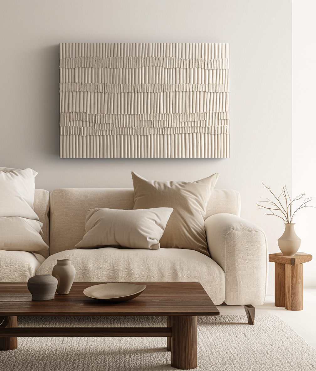Ocean Breeze Textured Art,Wabi-Sabi Inspired Handmade Wall Art - Modern 3D Abstract Home Decor