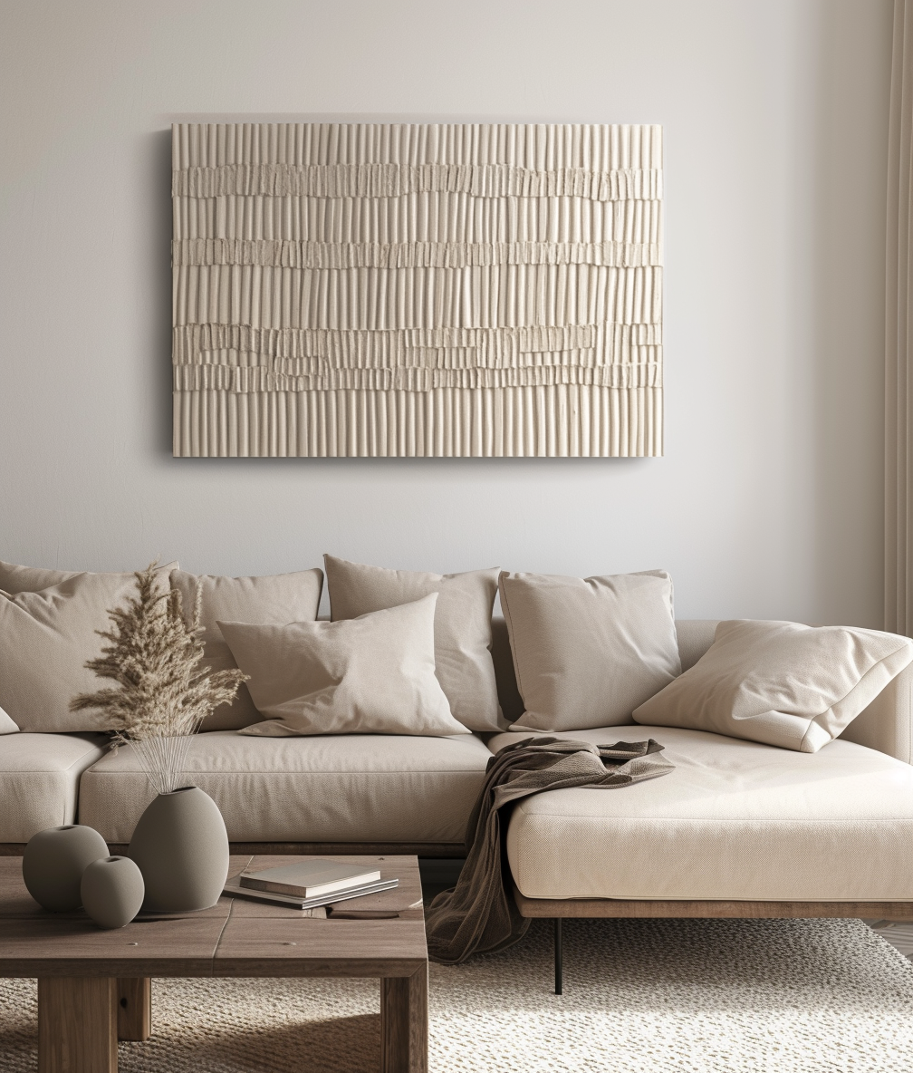 Ocean Breeze Textured Art,Wabi-Sabi Inspired Handmade Wall Art - Modern 3D Abstract Home Decor