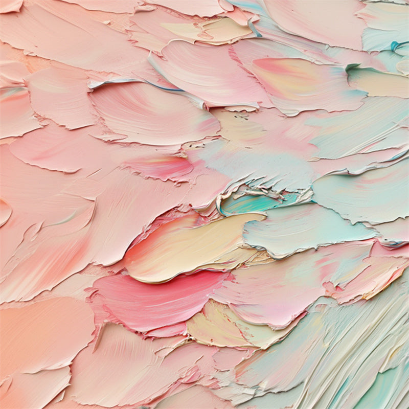 Pastel Dreams-Impasto Textured Abstract Wall Art - Pastel Pink Teal Gradient, Calming Modern Decor for Bedroom