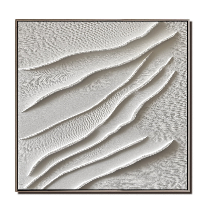 Beige 3D Textured Wave Abstract Art - Minimalist Wall Decor, Stylish Piece for Contemporary Homes