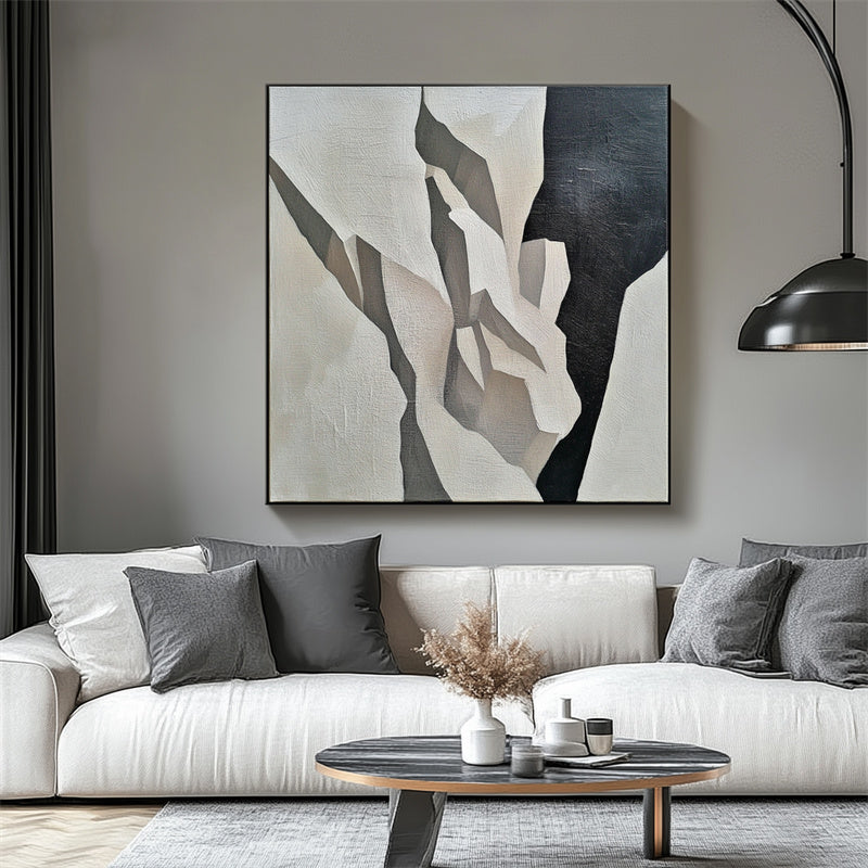 Echoes of Peaks-Abstract Geometric Canvas: Elevate Minimalist Interiors