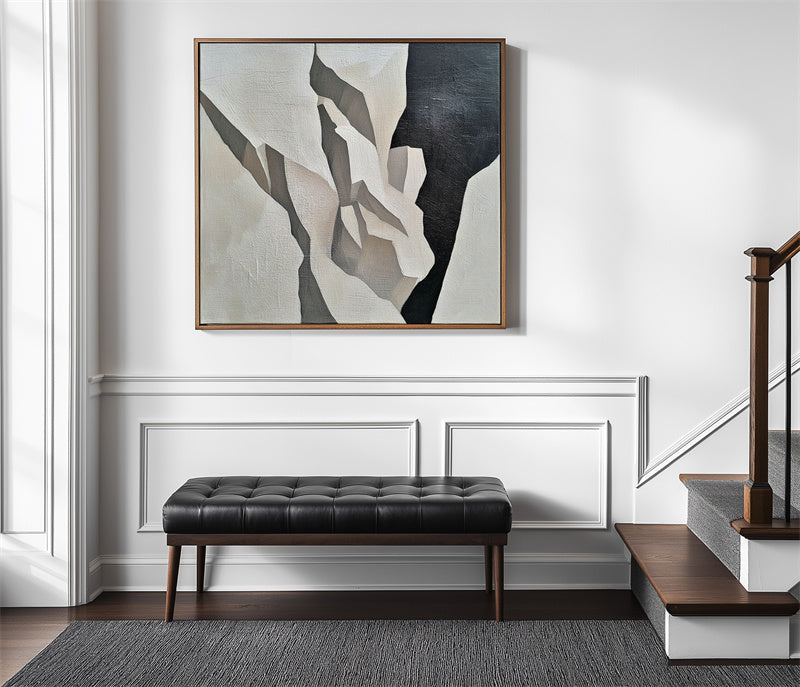 Echoes of Peaks-Abstract Geometric Canvas: Elevate Minimalist Interiors