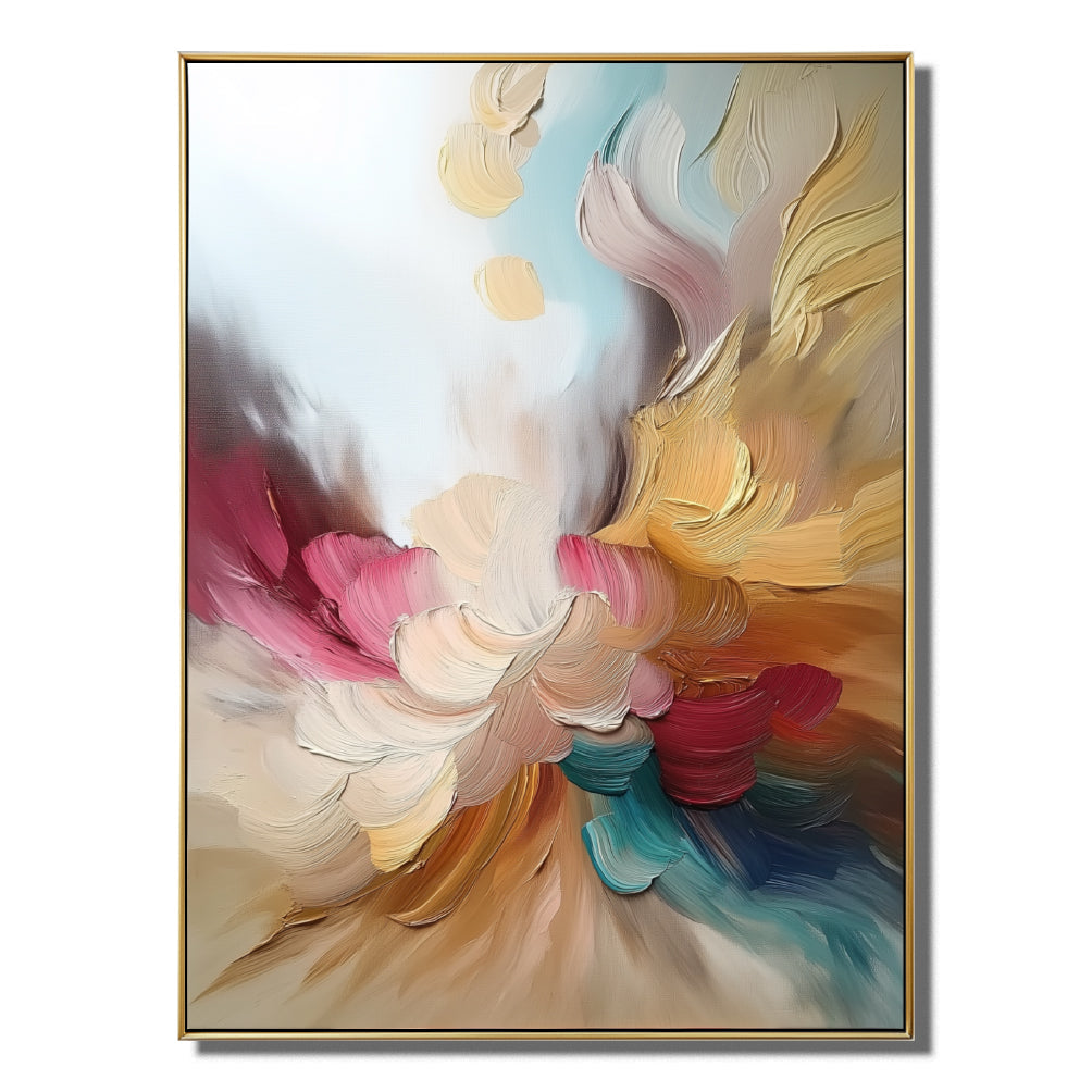 Luxury Handmade Abstract Oil Painting - Colorful Textured Artwork to Elevate Your Living Space Aesthetic