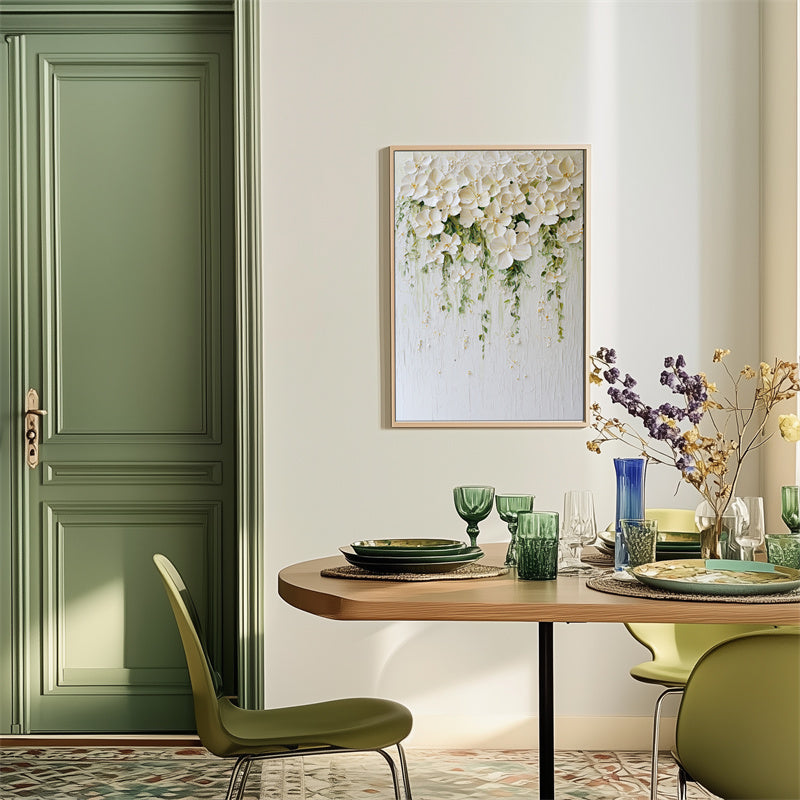 Floral Cascade-3D Textured Floral Oil Painting for Modern & Minimalist Interiors