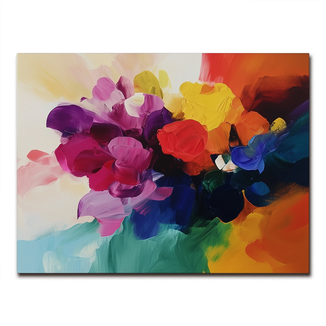 Colorful Abstract Floral Oil Painting - Vibrant Flower Artwork for Home Decor