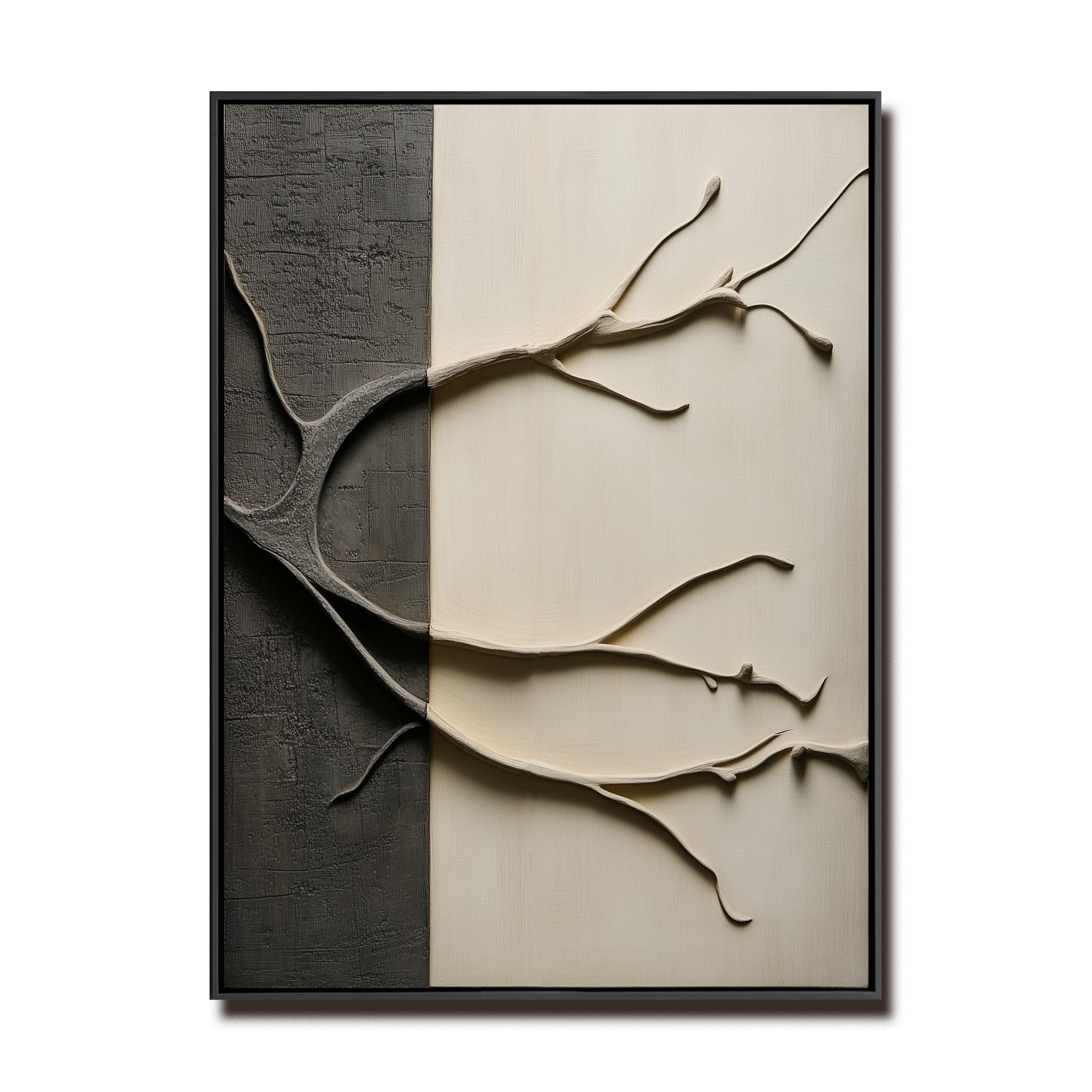 Branching Realms-Textured Abstract Canvas Painting for Modern Wall Decor
