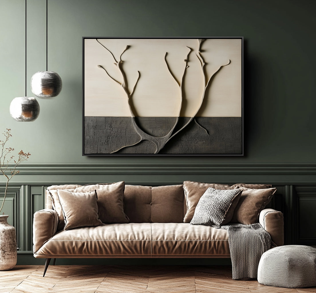 Branching Realms-Textured Abstract Canvas Painting for Modern Wall Decor
