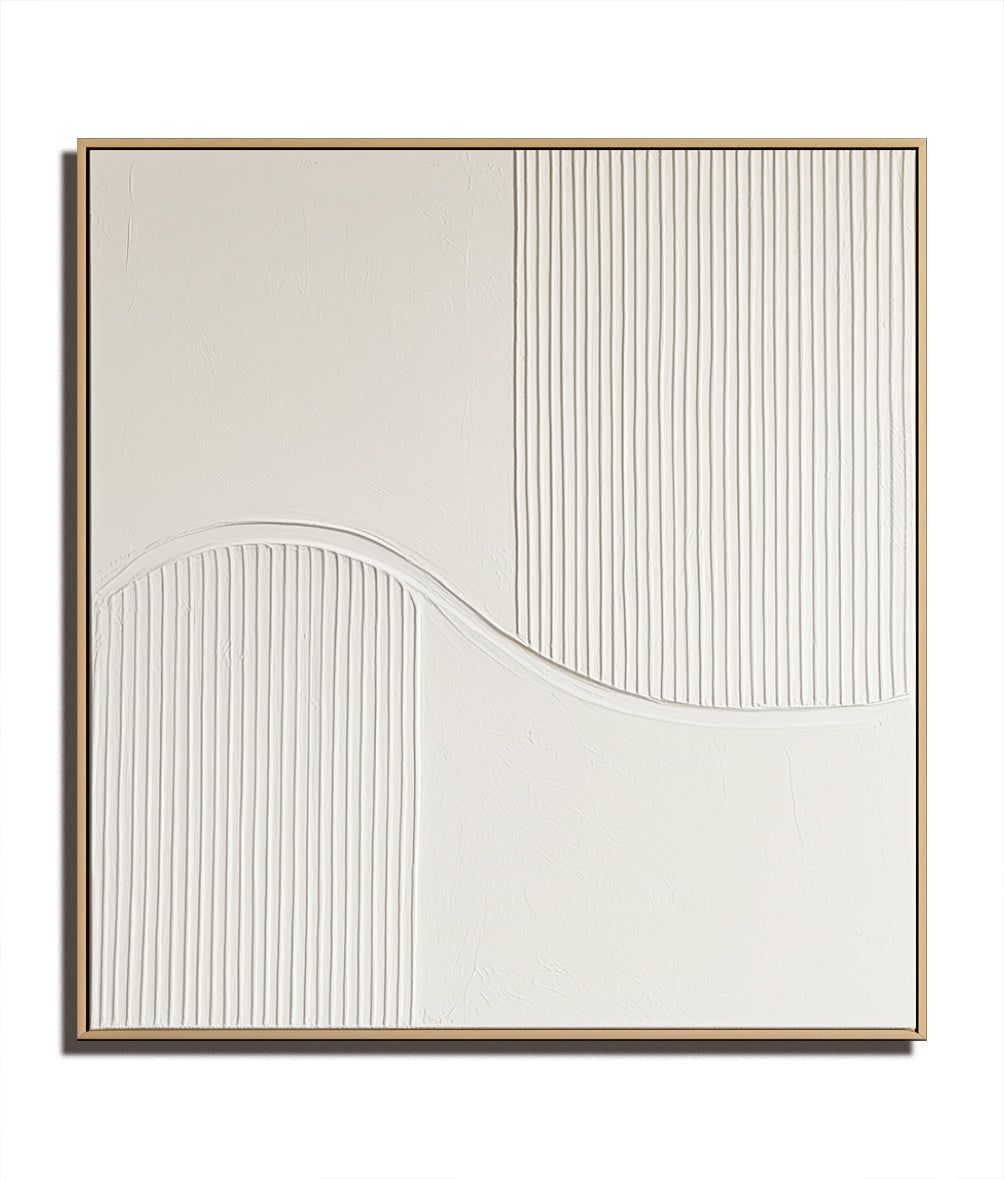 Neutral Tones Textured Abstract Wall Art with Curved Lines - Modern Minimalist Home Decor for Living Room & Bedroom