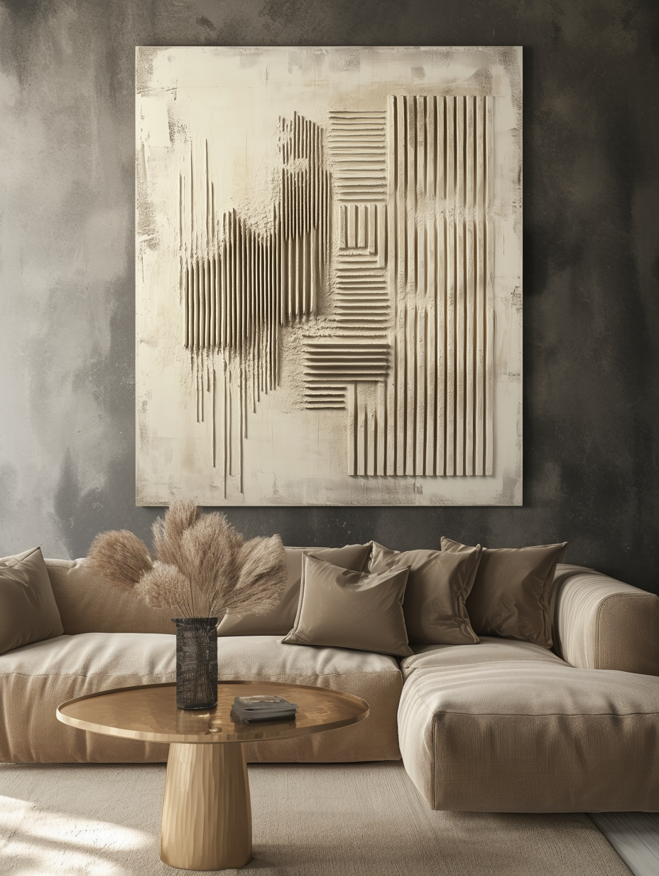 Echoes of Structure Wall Art - Textured Abstract Painting for Modern and Minimalist Interiors