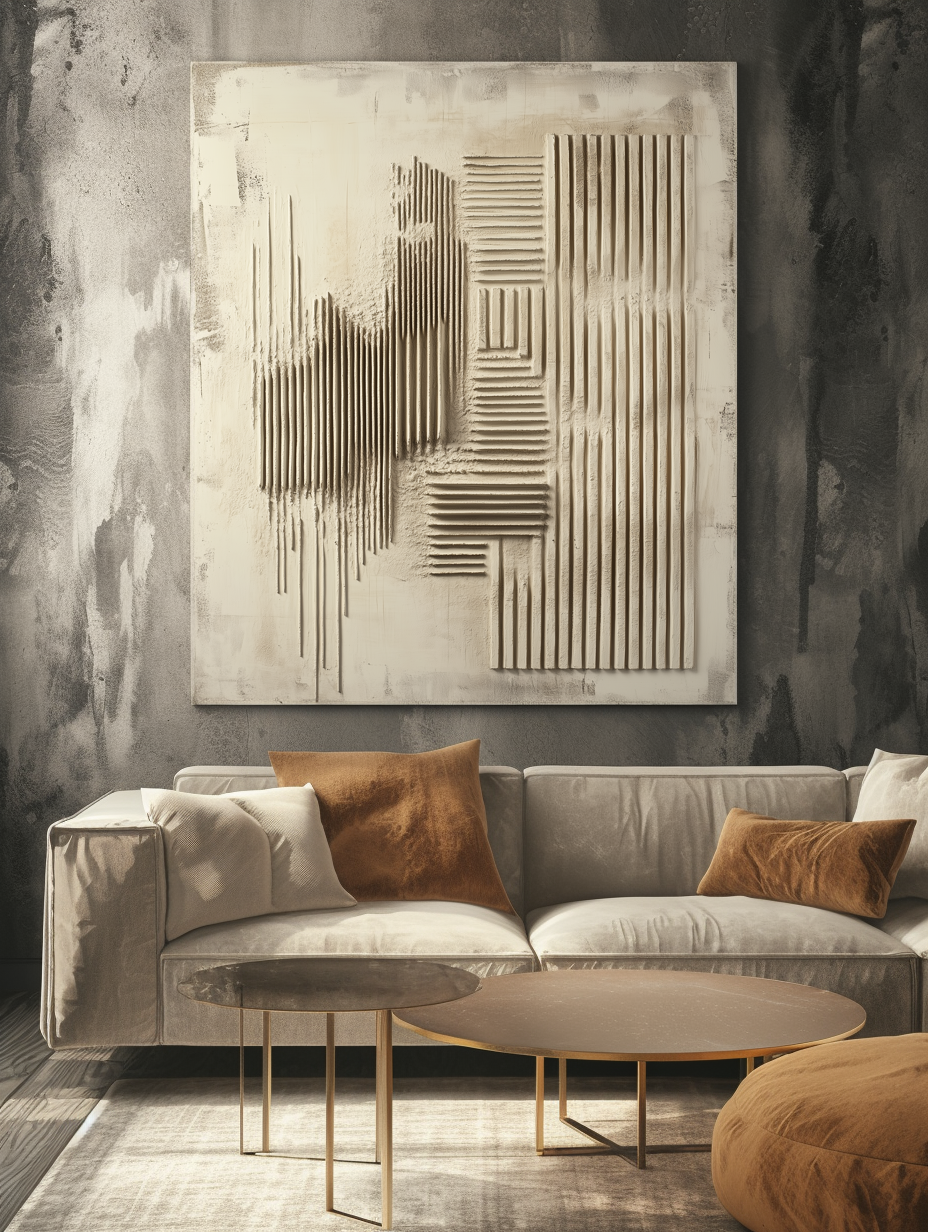 Echoes of Structure Wall Art - Textured Abstract Painting for Modern and Minimalist Interiors