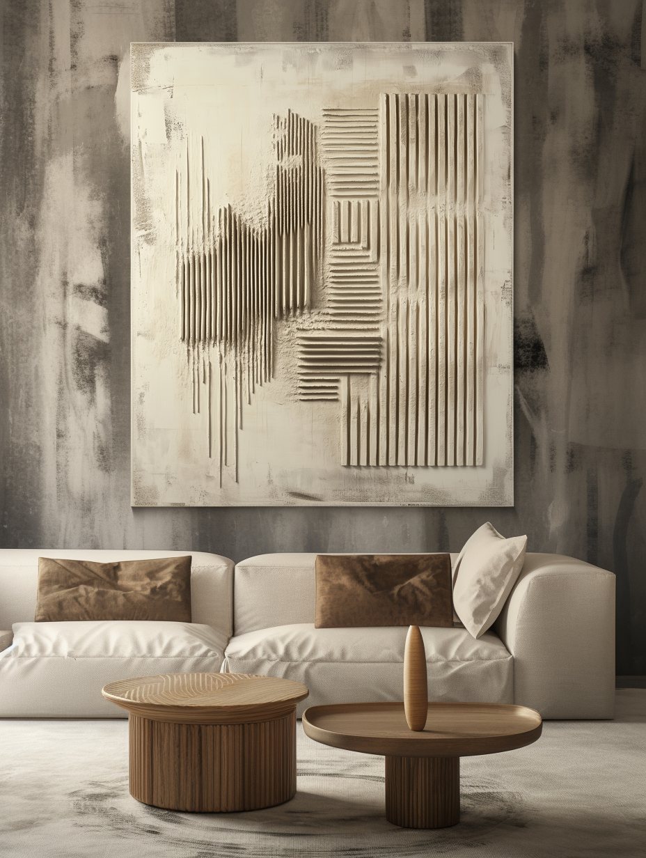 Echoes of Structure Wall Art - Textured Abstract Painting for Modern and Minimalist Interiors