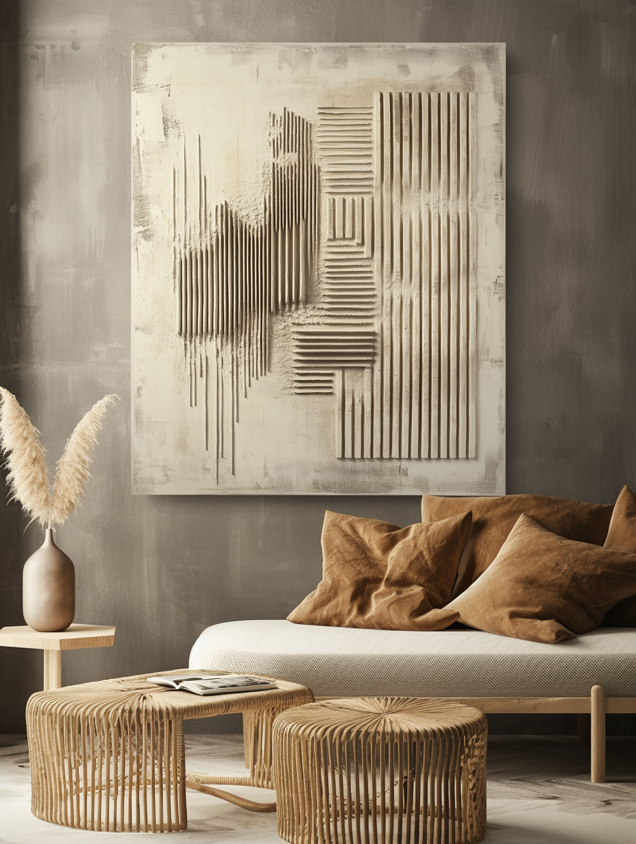 Echoes of Structure Wall Art - Textured Abstract Painting for Modern and Minimalist Interiors