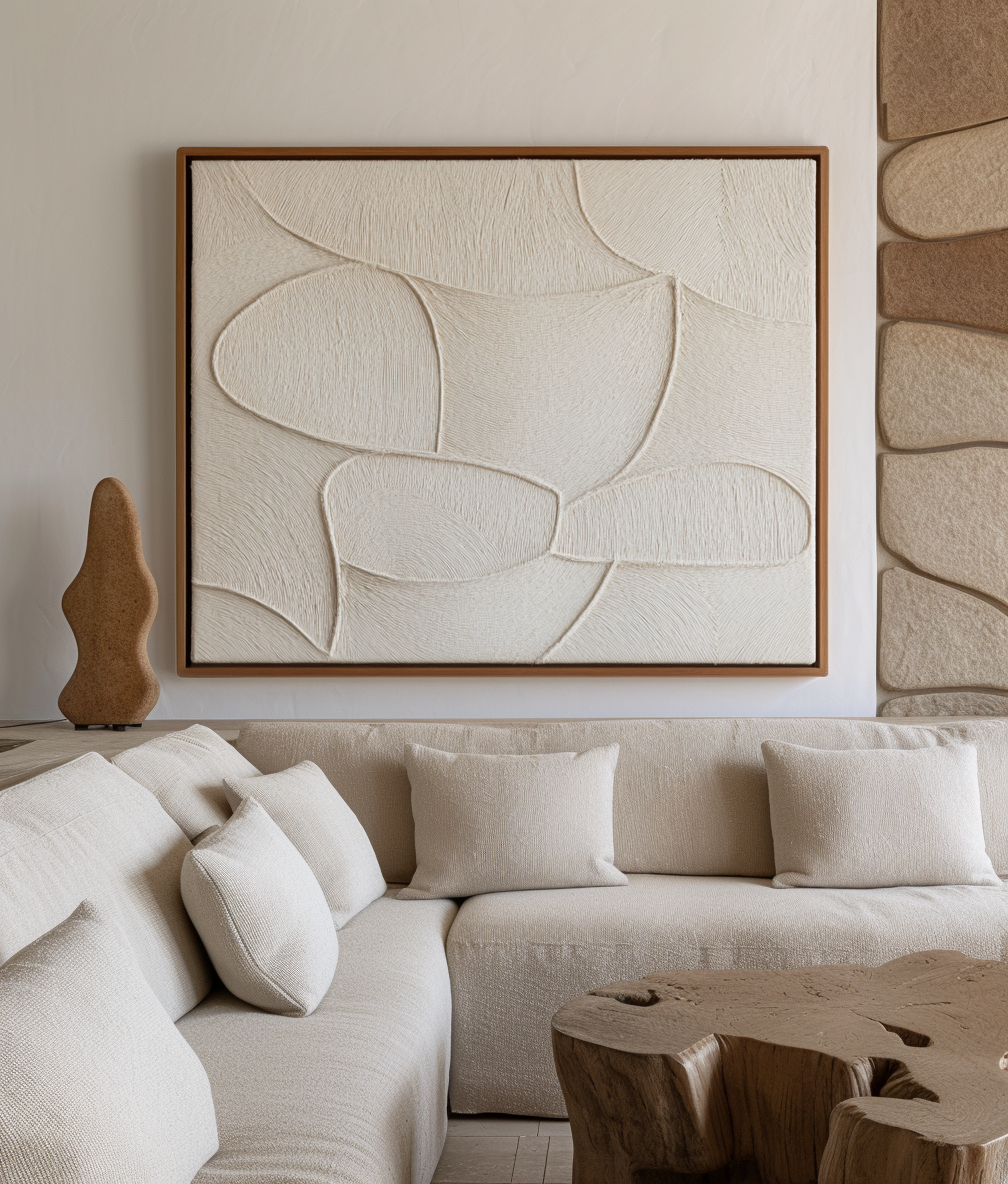 Whispered Forms - Neutral Textured Abstract Wall Art with Organic Shapes, Modern Minimalist Home Decor for Living Room & Bedroom
