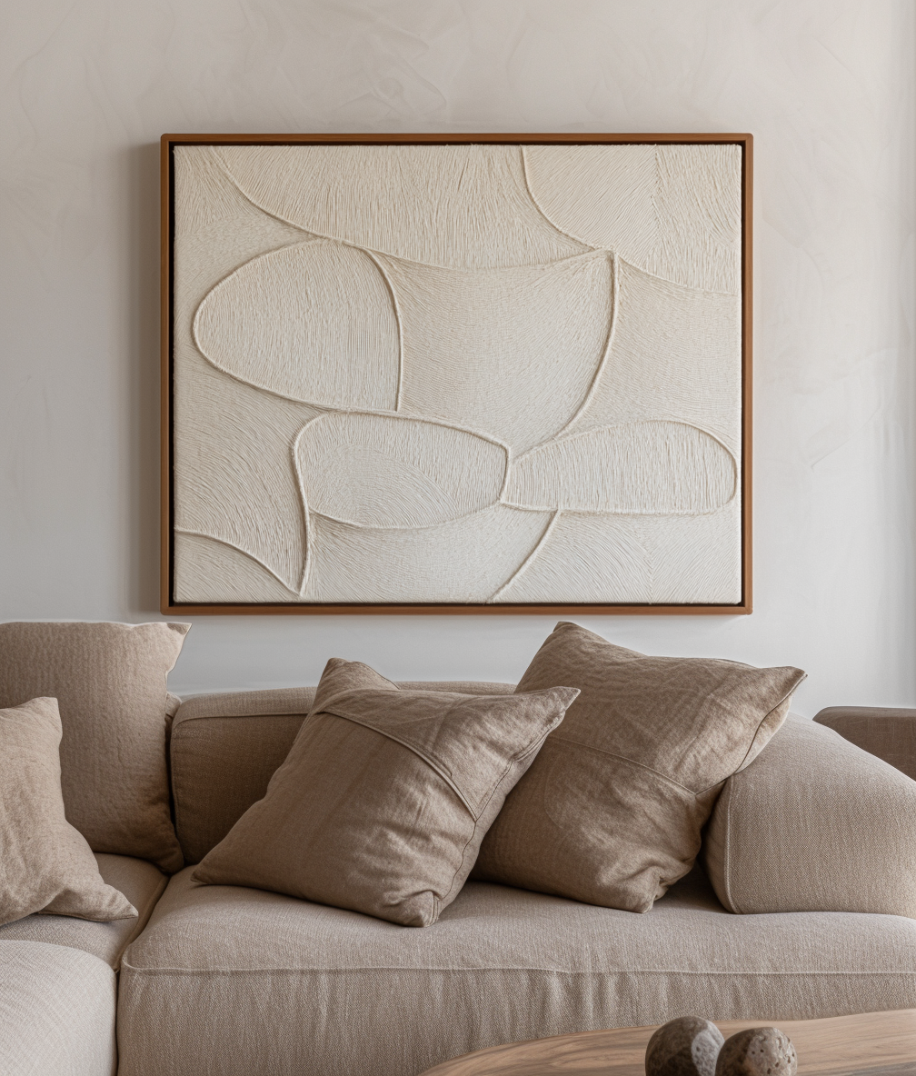 Whispered Forms - Neutral Textured Abstract Wall Art with Organic Shapes, Modern Minimalist Home Decor for Living Room & Bedroom