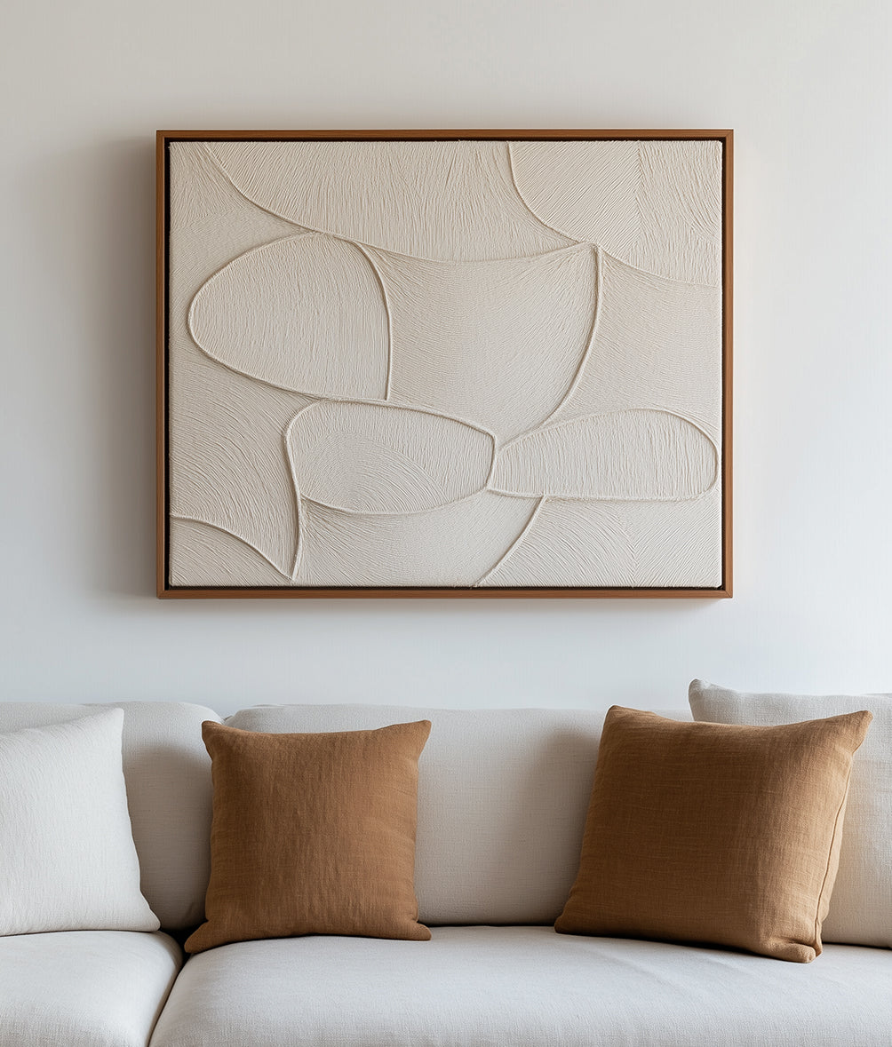 Whispered Forms - Neutral Textured Abstract Wall Art with Organic Shapes, Modern Minimalist Home Decor for Living Room & Bedroom
