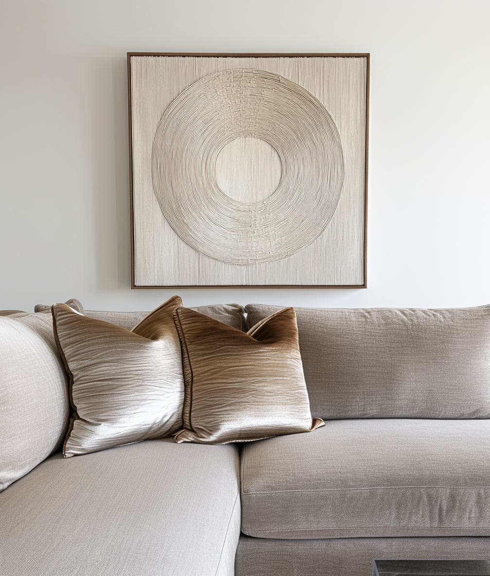 Ethereal Circles-Textured Circular Pattern Framed Wall Art , Minimalist Abstract Decor for Home