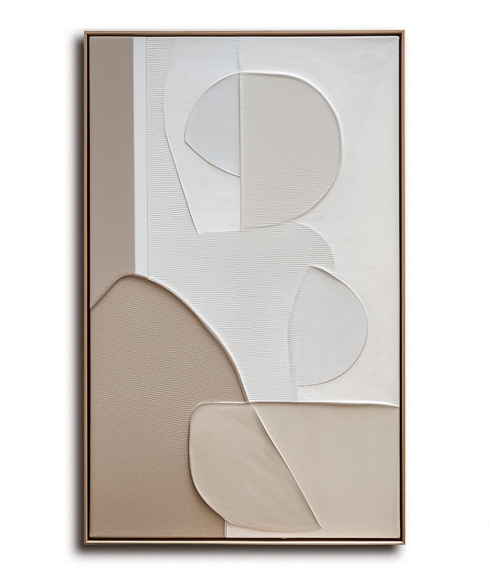 Modern Minimalist Abstract Wall Art - Neutral Tones Textured Geometric Shapes Decor for Home