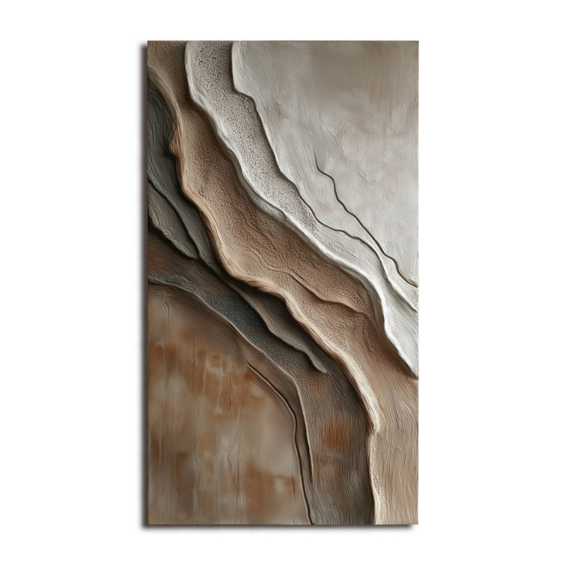 Neutral Abstract Textured Oil Painting for Modern Minimalist Interiors