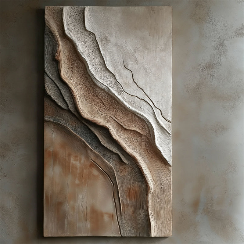 Neutral Abstract Textured Oil Painting for Modern Minimalist Interiors