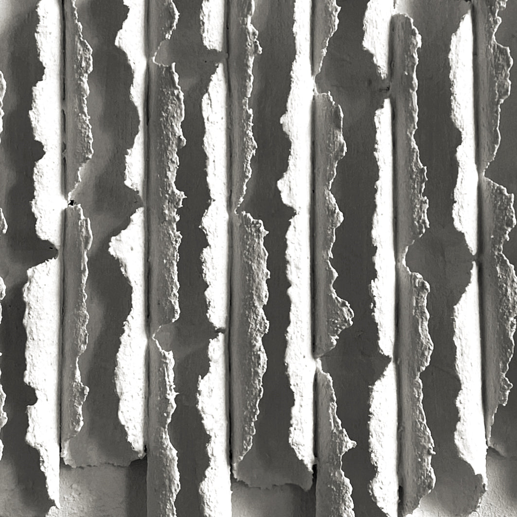 Echoes of Silence-Minimalist 3D Textured Wall Art: Light Gray Concrete - like Sculpture