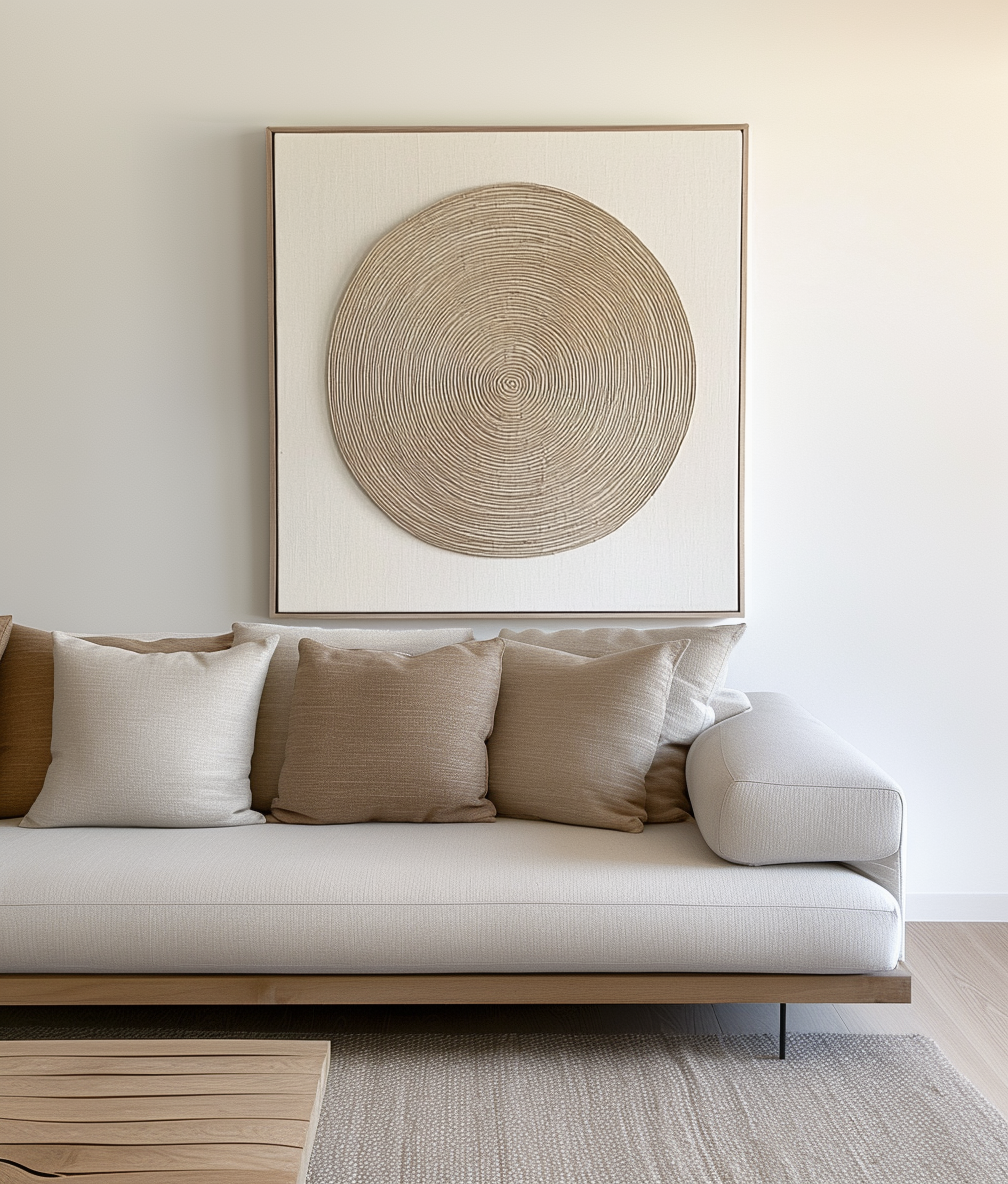 Circle of Calm - Textured Circular Pattern Wall Art, Minimalist Framed Abstract Art for Home Decor