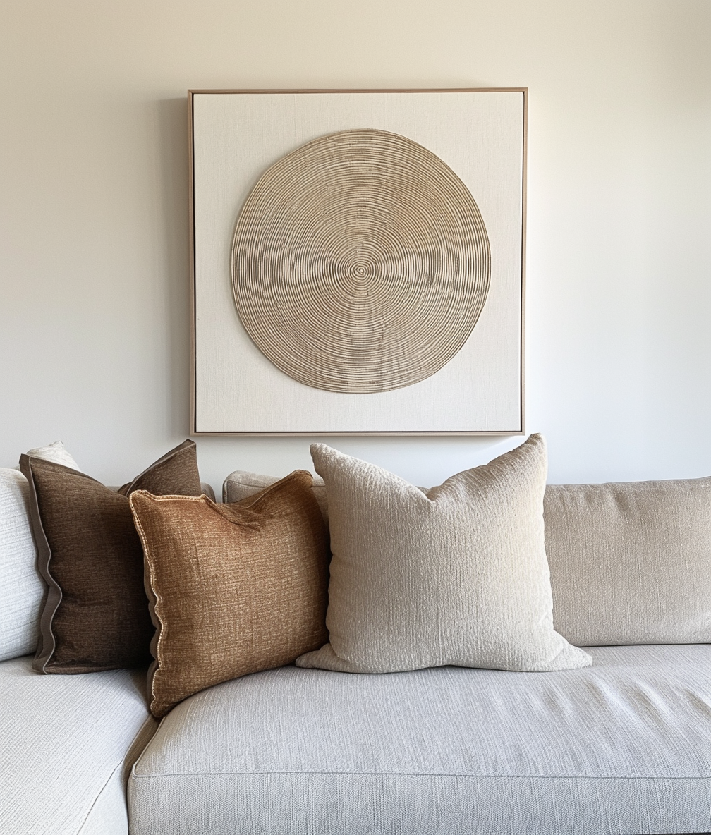 Circle of Calm - Textured Circular Pattern Wall Art, Minimalist Framed Abstract Art for Home Decor