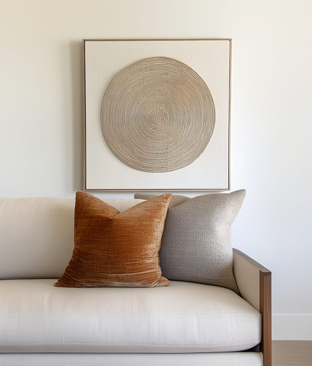 Circle of Calm - Textured Circular Pattern Wall Art, Minimalist Framed Abstract Art for Home Decor