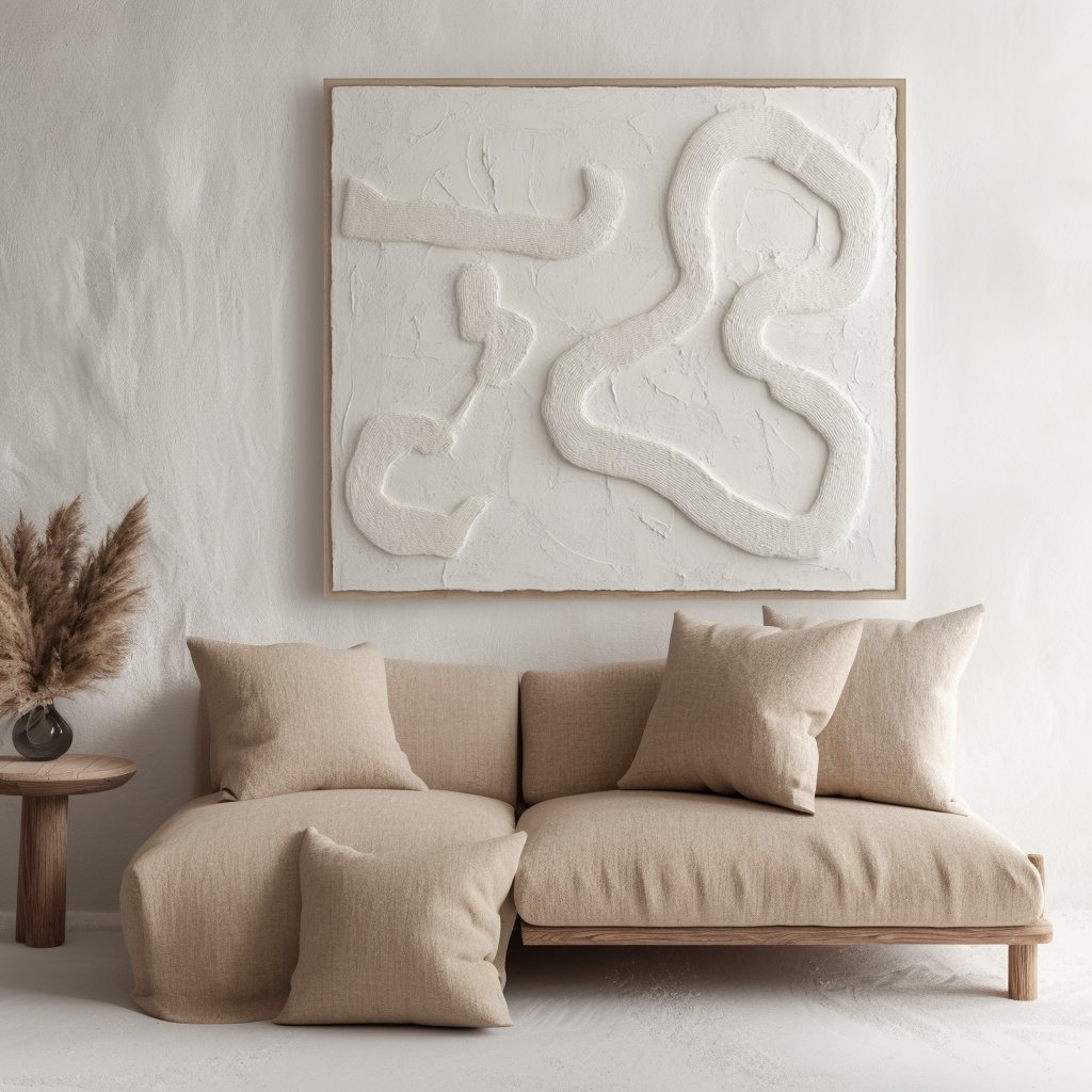 Flow State - Textured Minimalist Abstract Wall Art - Neutral Tones 3D Relief Painting, Modern Decor for Minimalist Interiors