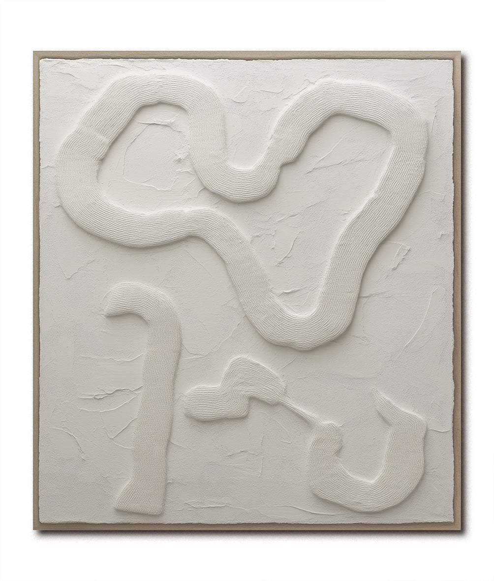 Textured Minimalist Abstract Wall Art - Neutral Tones 3D Relief Painting, Modern Decor for Minimalist Interiors