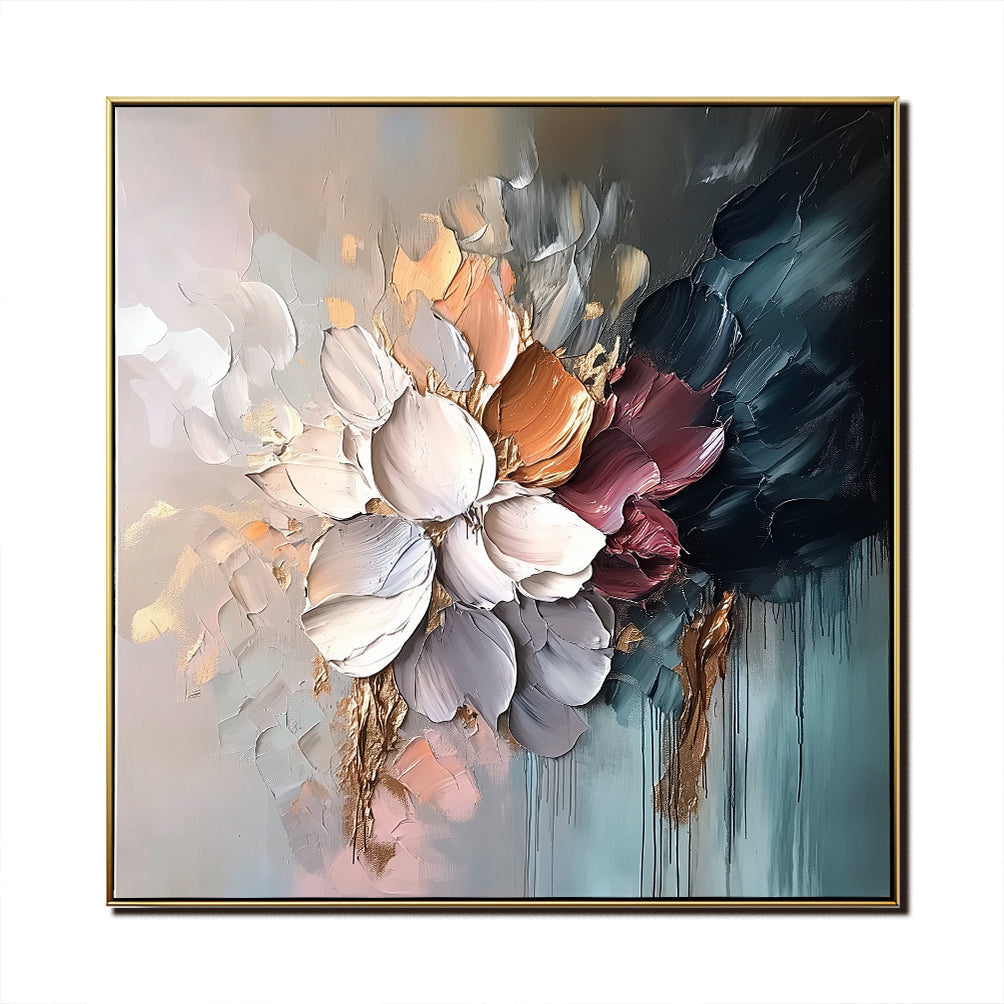 Petal Serenity - Palette Knife Floral Oil Painting for Modern Home Decor