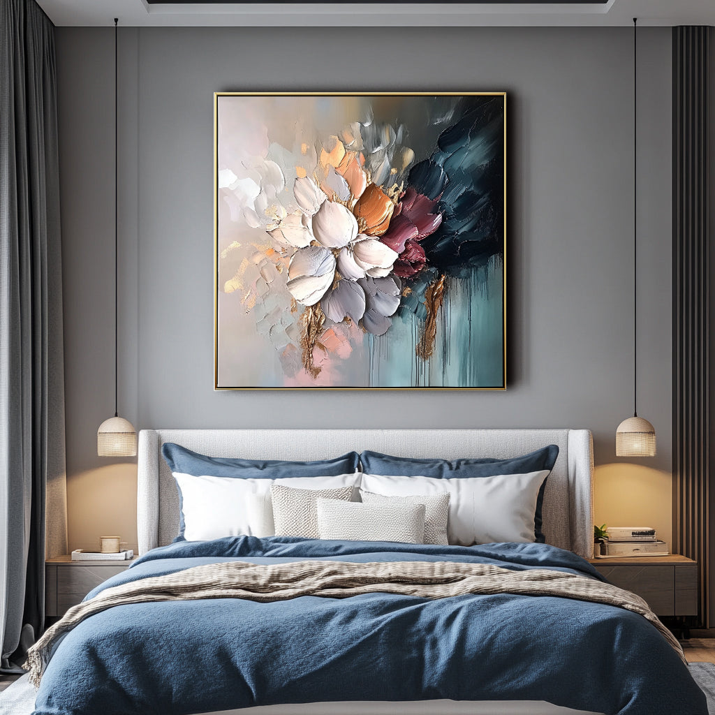 Petal Serenity - Palette Knife Floral Oil Painting for Modern Home Decor