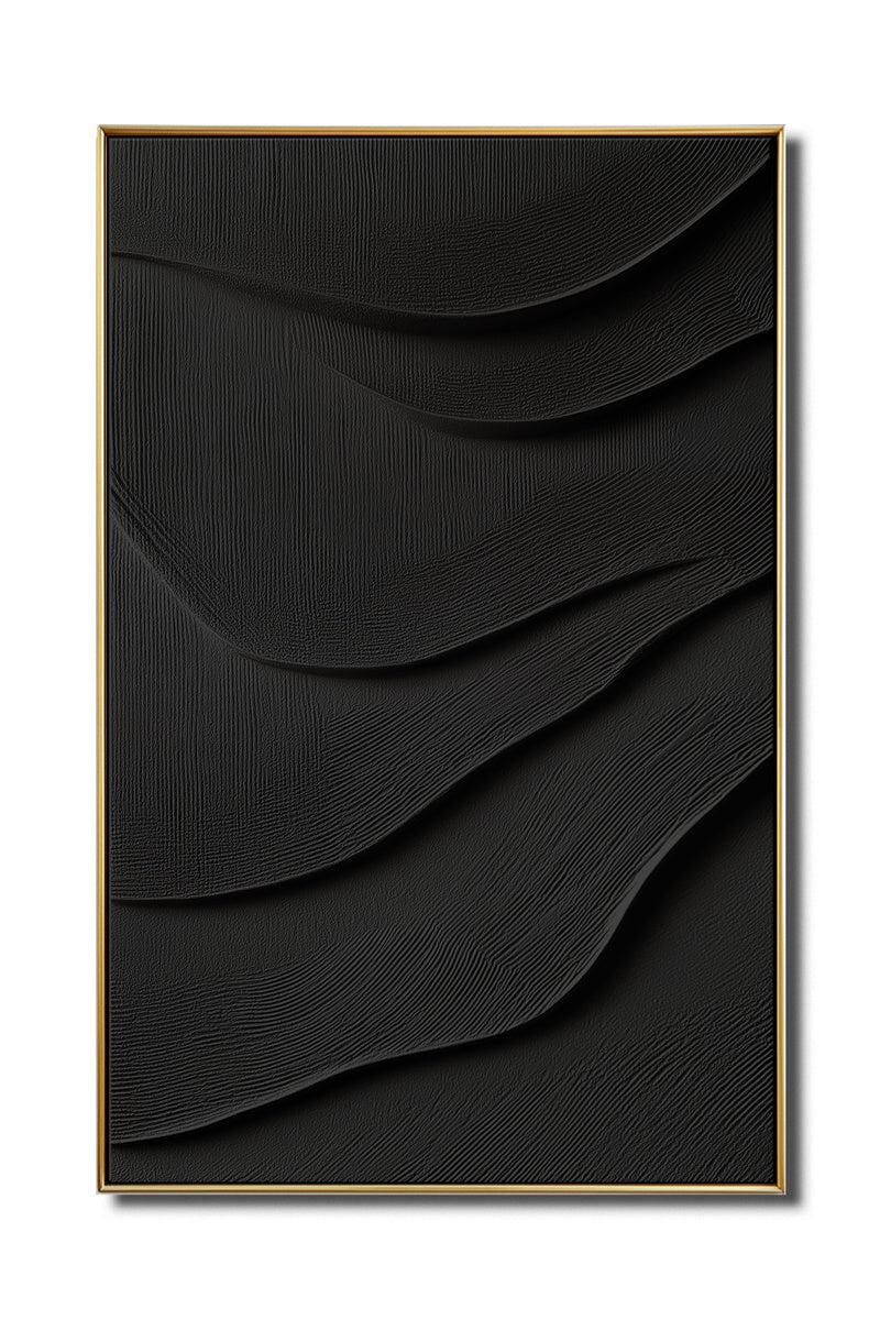Black Wave-Modern Monochrome Abstract Painting for Interior Decor