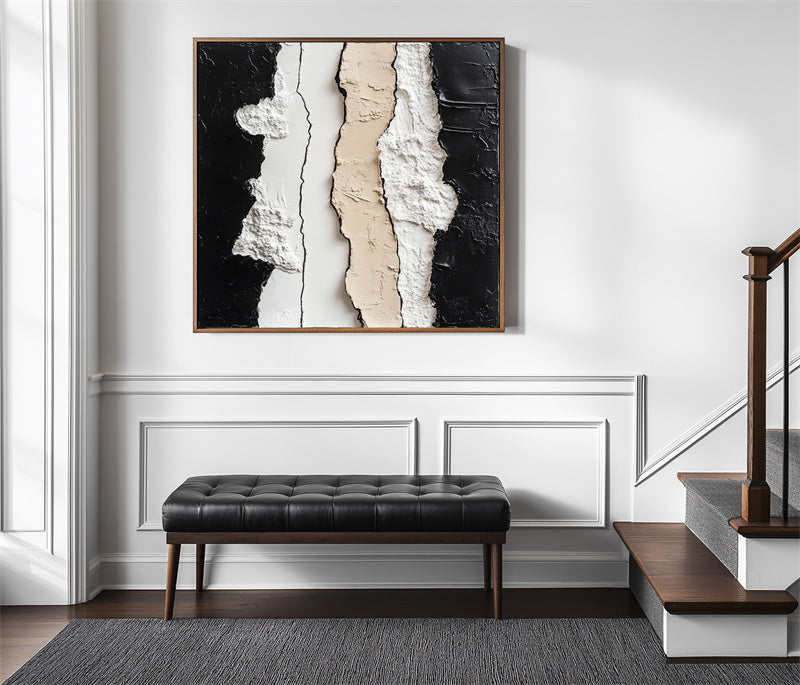 Tectonic Layers-Textured Abstract Wall Art - Neutral Tones Modern Decor for Living Room & Bedroom