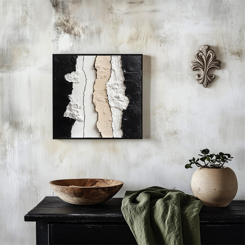 Tectonic Layers-Textured Abstract Wall Art - Neutral Tones Modern Decor for Living Room & Bedroom