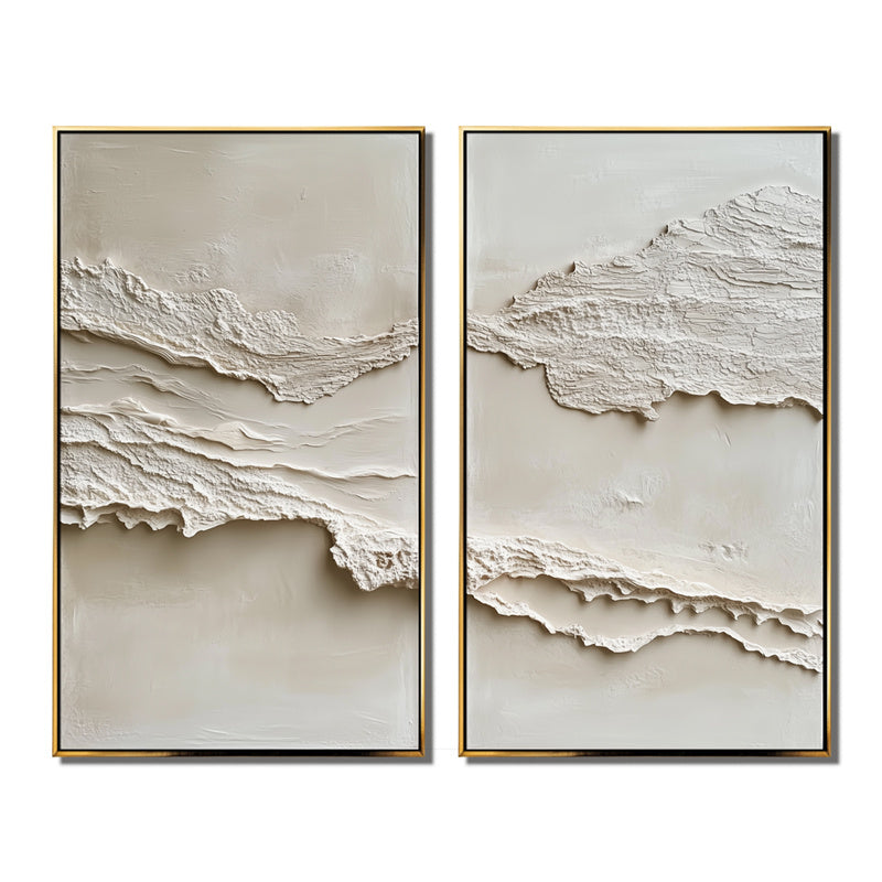 Impasto Style Neutral Abstract Diptych Wall Art - Stylish Accent for Contemporary Homes