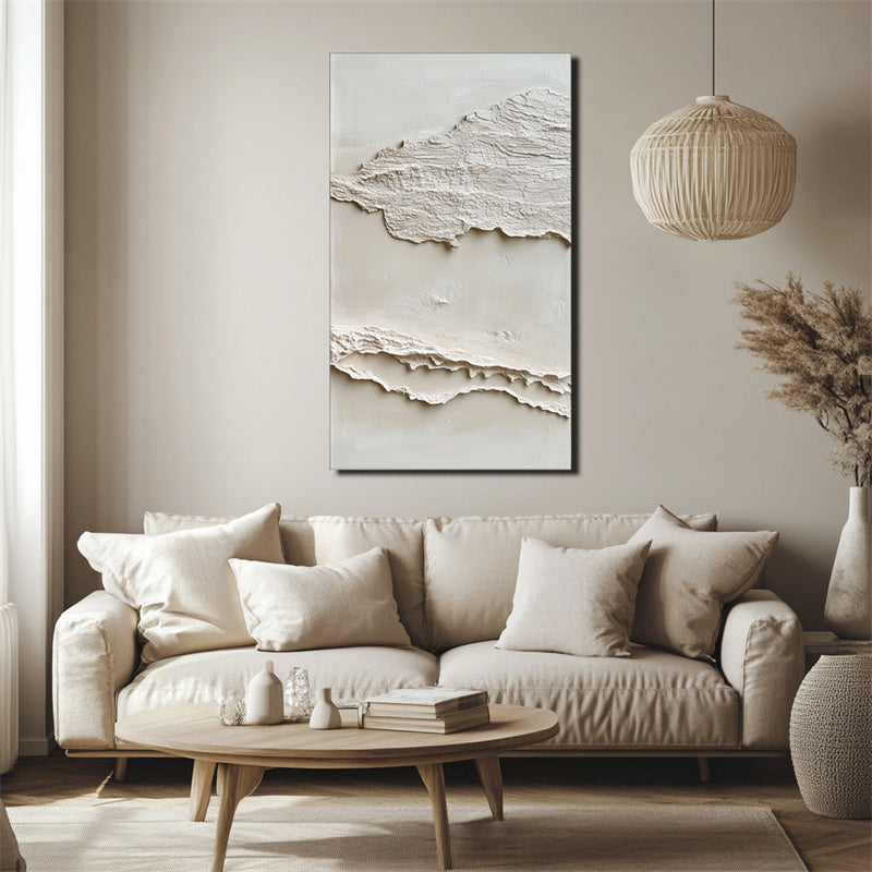Ethereal Layers: Contemporary Impasto Diptych - Elegant Neutral Abstract Wall Art