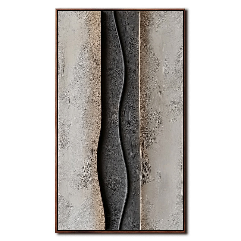Earthbound Harmony-Textured Abstract Neutral Painting | Wabi Sabi Vertical Wall Art